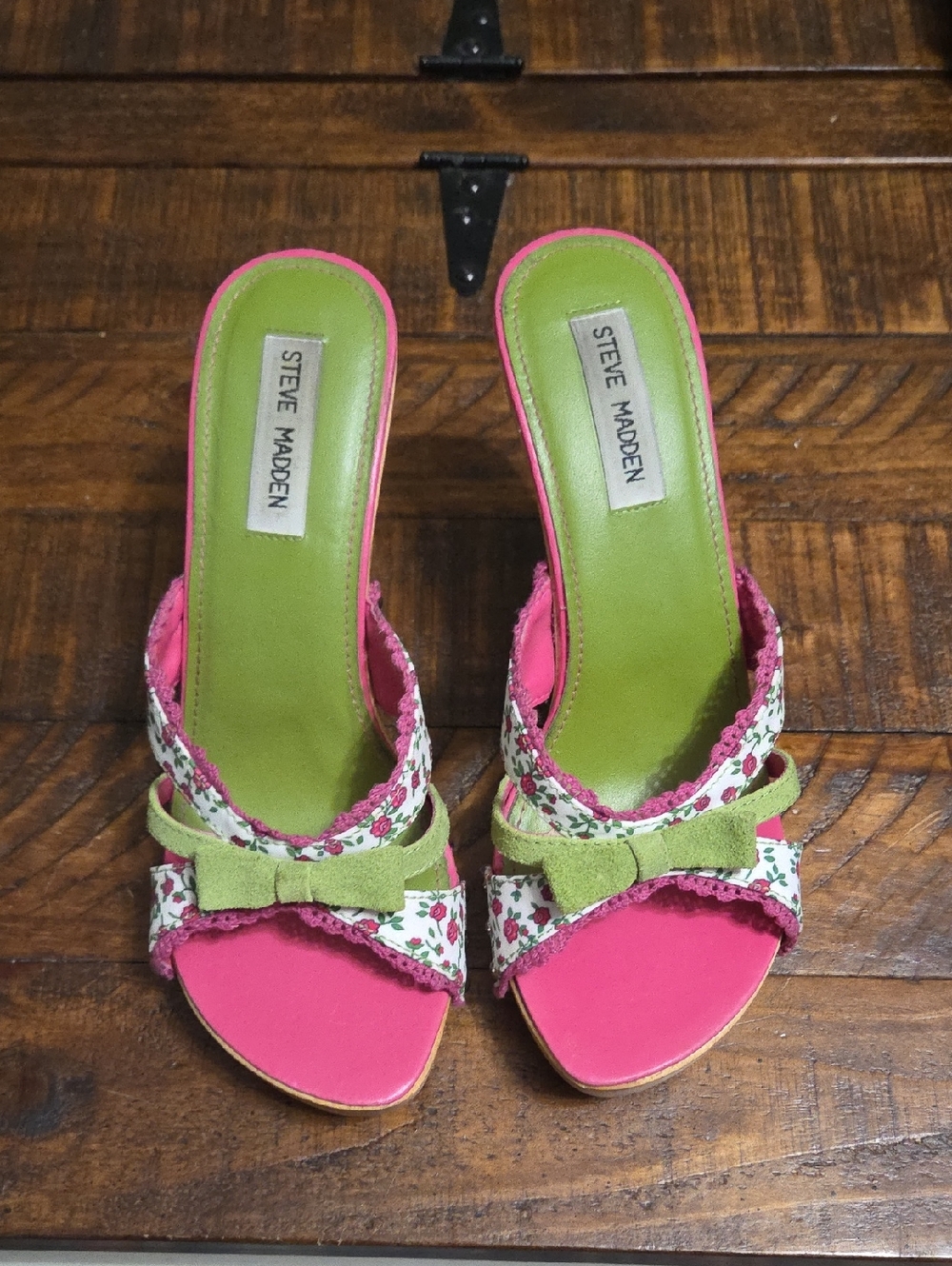 Steve Madden Pink and Green Floral Luckii Heel